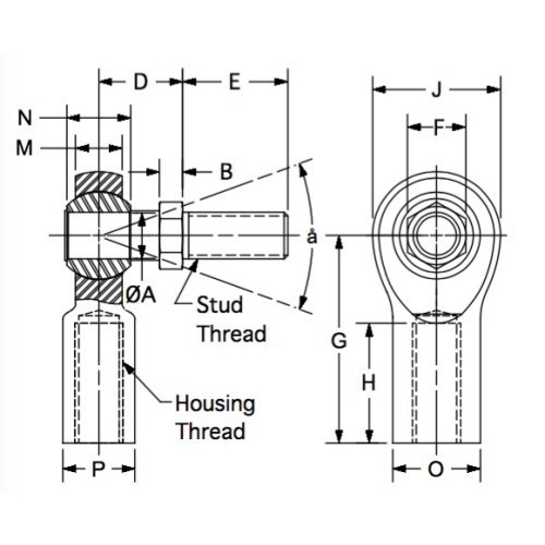 NRE MSF-6S MSF6S Spherical Rod End, Female 3/8-24 Steel Race with Integral Ball