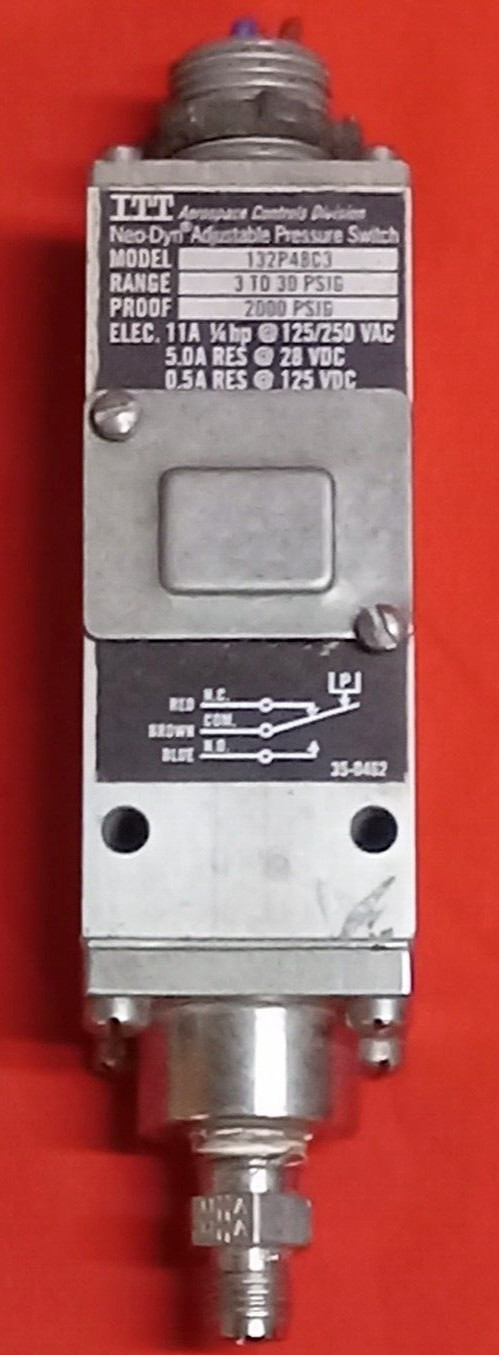 ITT AEROSPACE CONTROLS DIVISION NEO-DYN ADJUSTABLE PRESSURE SWITCH 132P49C3