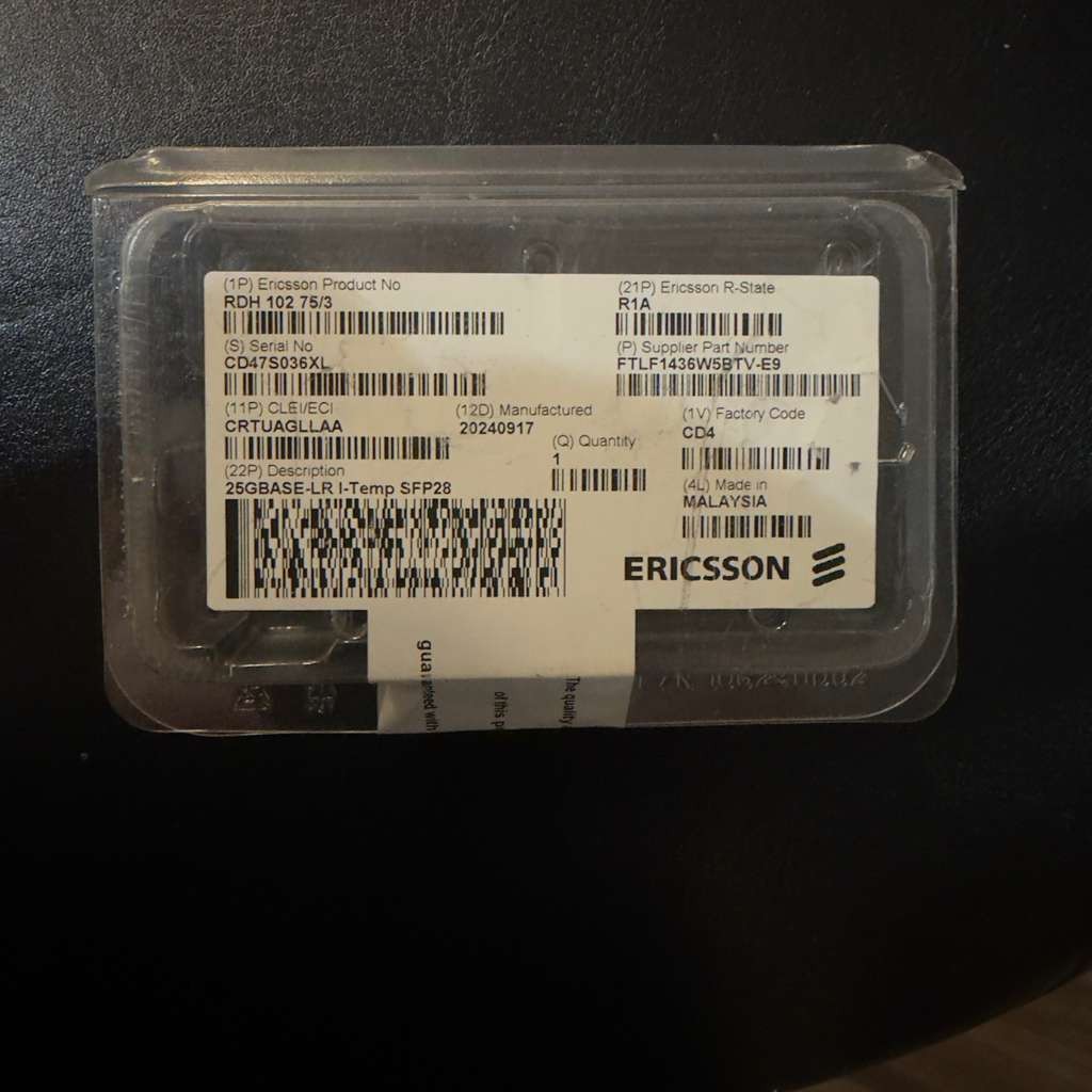 ERICSSON RDH10275/2 R1A 25GBASE-LR Lite SFP28 FTLF1436W5BTV-E9 Transceiver NEW
