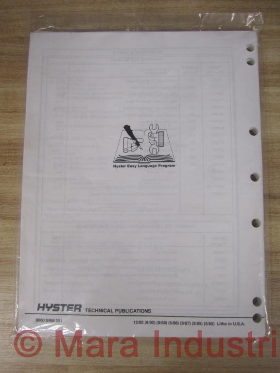 Hyster 897001 Maintenance Manual 1993 E25-35XL E/J40-60XL