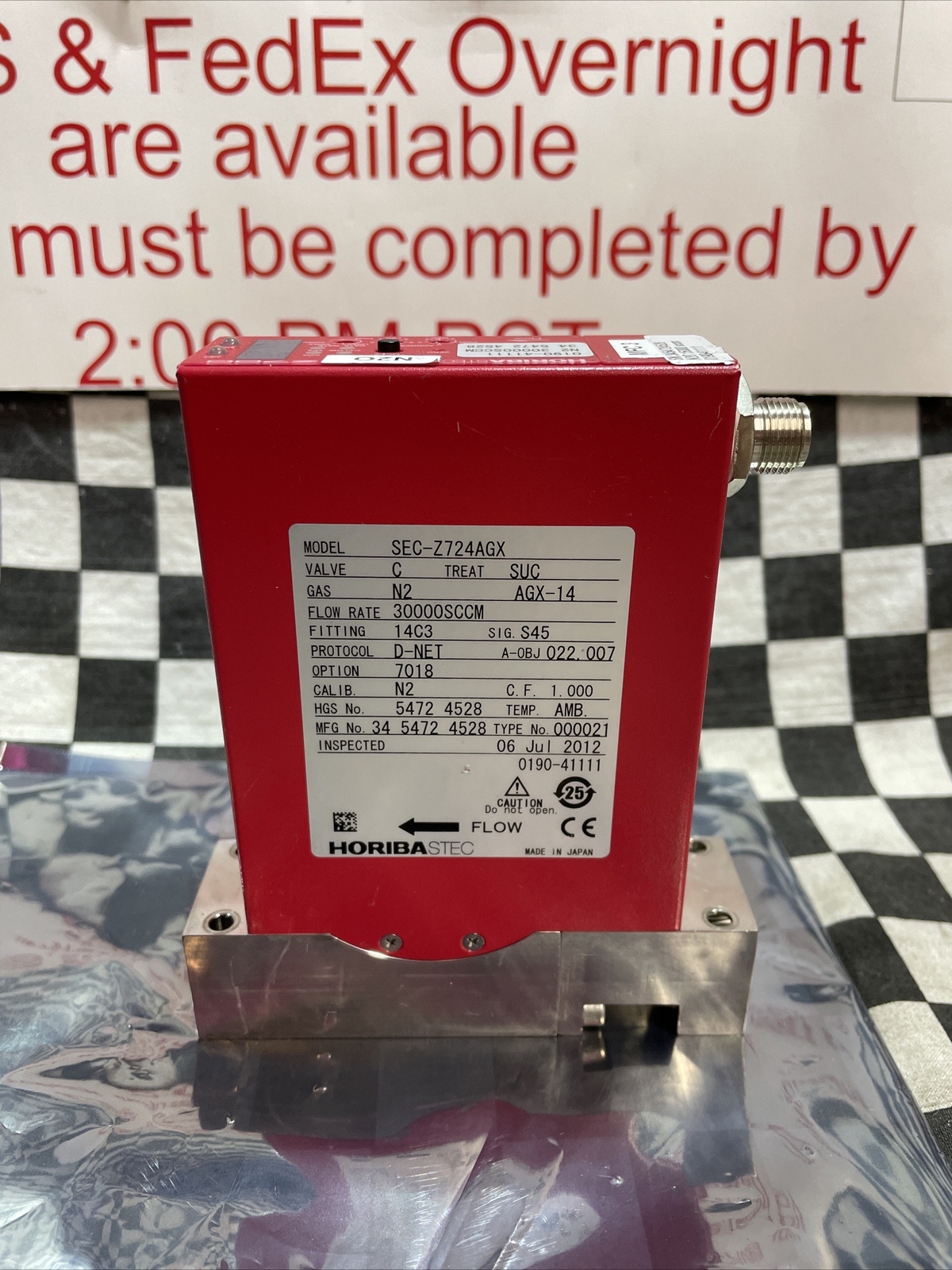 Horiba Stec SEC-Z724AGX, SECZ724AGX, Mass Flow Controller AGX-14, N2 30000 SCCM