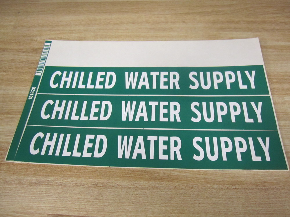 Lab Safety Supply 18182B Chilled Water Supply Sign 3 Labels
