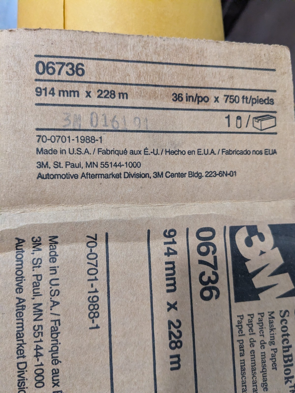 3M Masking Paper: 36″ Wide, 250 yd Long, 2 mil Thick, Gold 7000051787