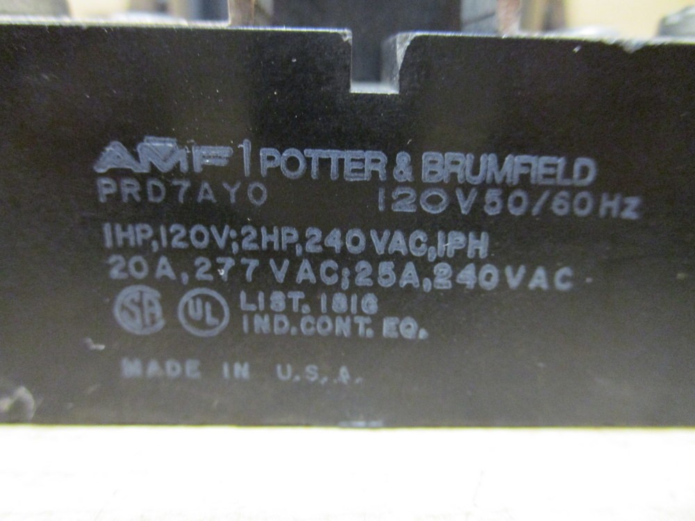 AMF Potter & Brumfield PRD7AYO Power Relay