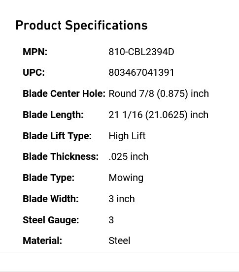 1 NEW 8TEN C-BLD-0172 JOHN DEERE LAWNRAZOR HIGH LIFT BLADE NNB ***MAKE OFFER***