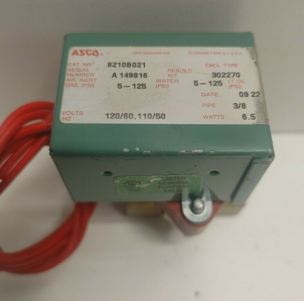 GUARANTEED! ASCO RED-HAT 5-125PSI 3/8″ 6.5WATTS 110/120V SOLENOID VALVE 8210B021