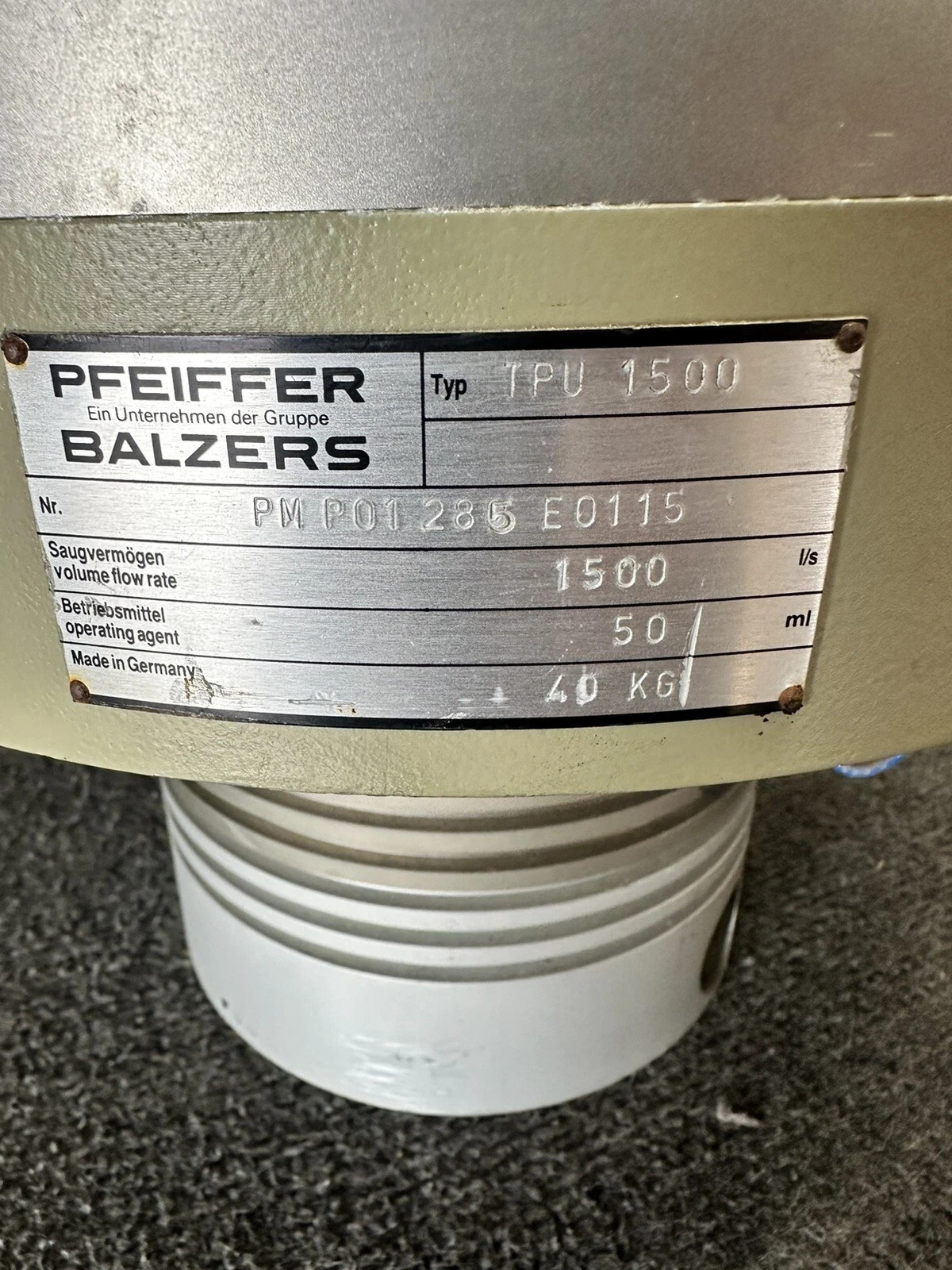 Turbomolecular Turbo Pump 8″ Pfeiffer Balzers TPU-1500