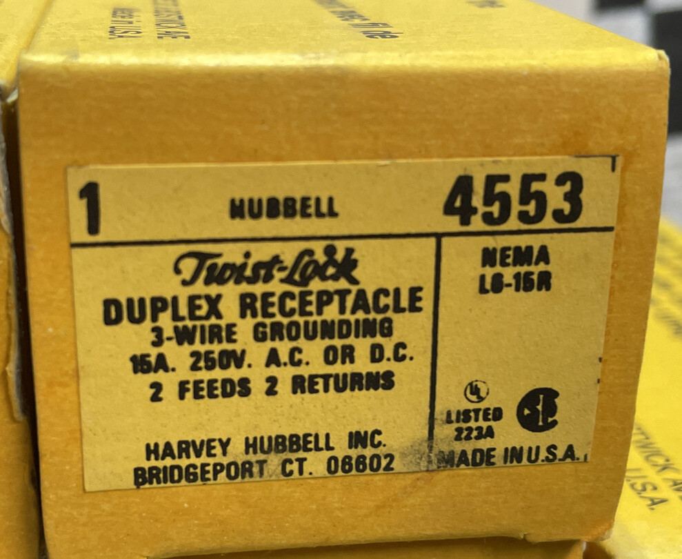 Hubbell Twist Lock DUPLEX RECEPTACLE 3 WIRE, 4553, P-2356, HBL4353, Lot Of 27