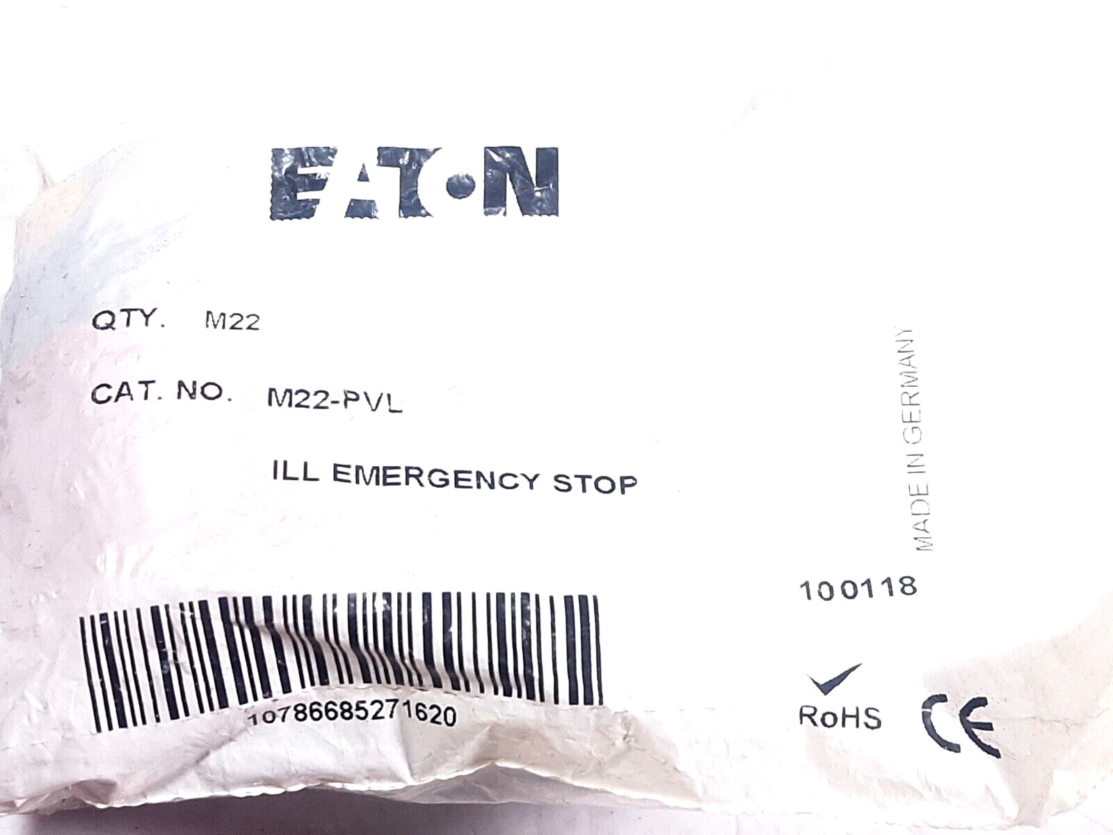 EATON M22-PVL ILLUMINATED EMERGENCY STOP PUSH BUTTON