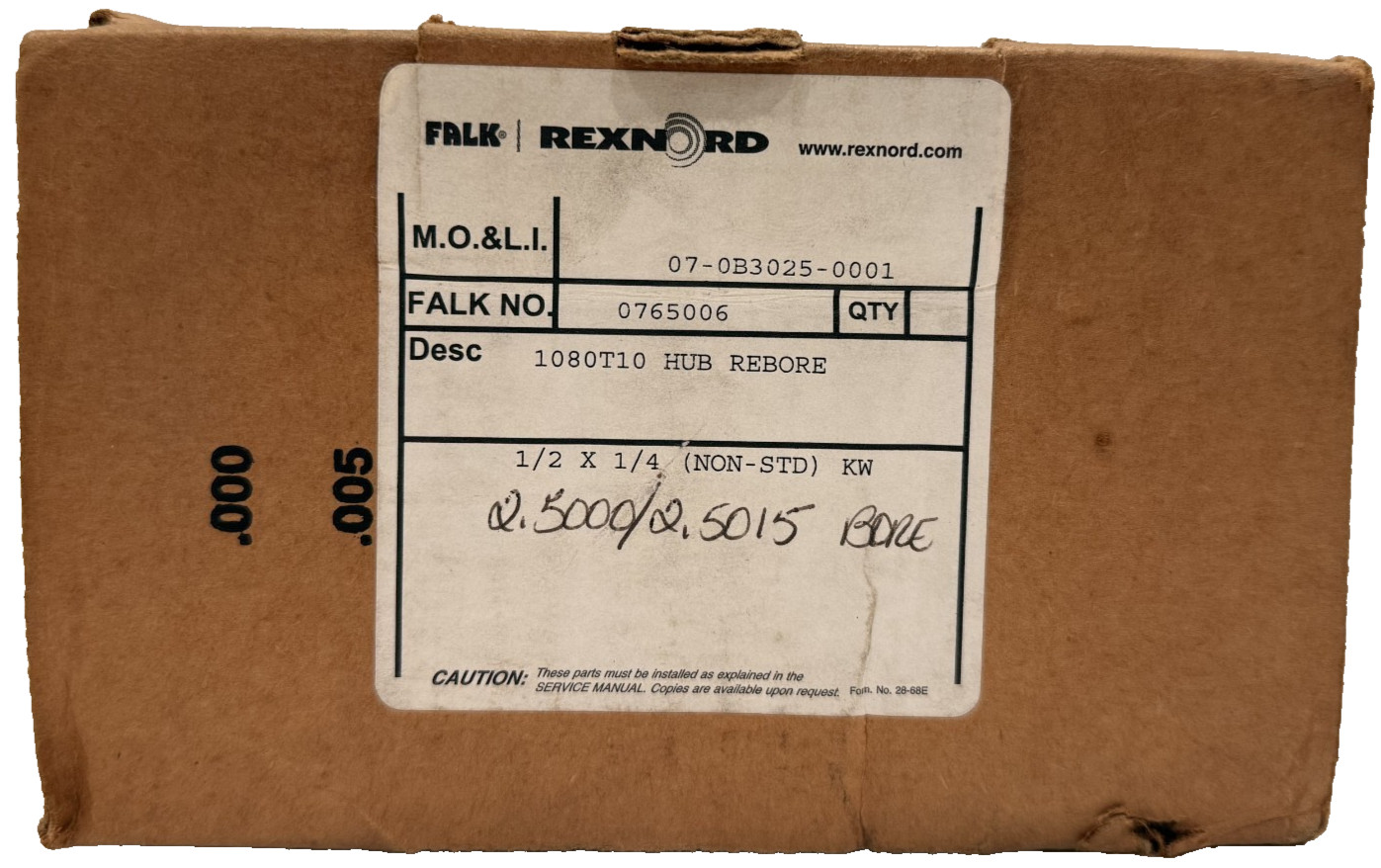 NEW FALK REXNORD 0765006 1080T10 HUB 2.5000 X 2.5015 BORE