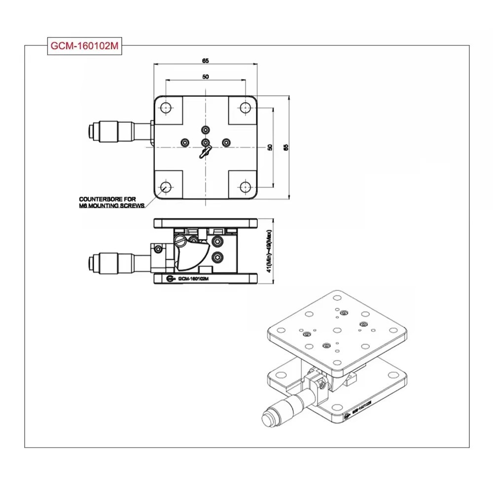 Manual Thin Type Lifting Platform 65x65MM, GCM-160102M Precision Slide Table 8MM