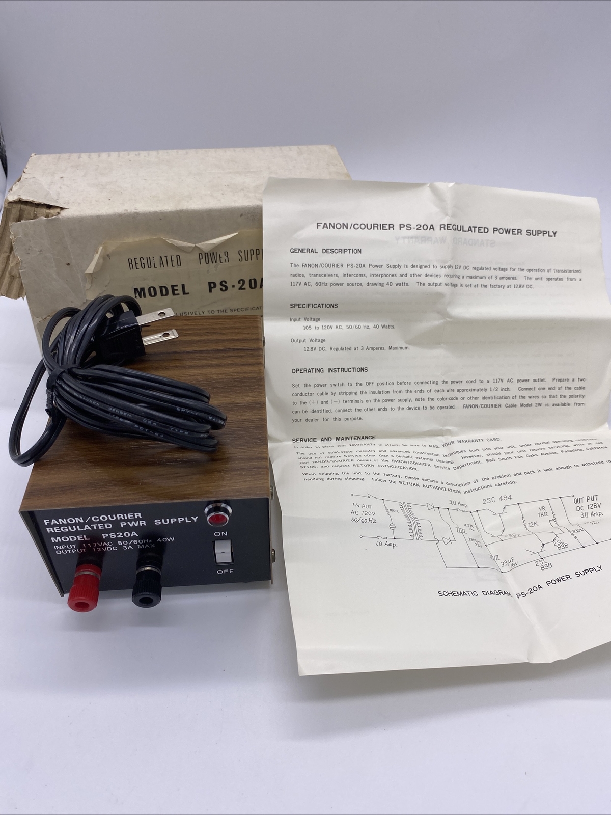 New In Box Fanon/Courier Regulated Power Supply PS-20A
