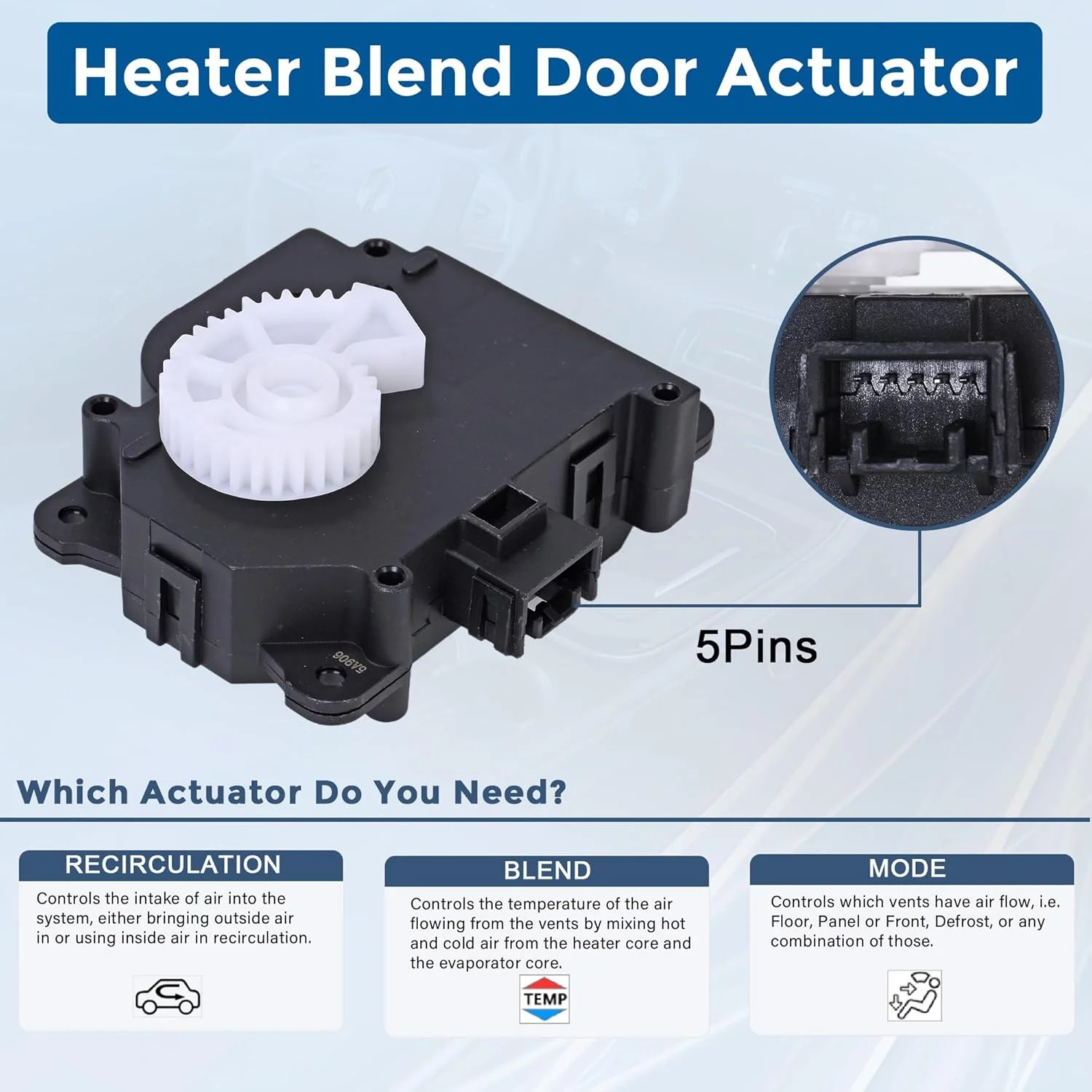 604-906 HVAC Blend Actuator Compatible with Toyota Camry 2007-2017 Avalon 2005-2
