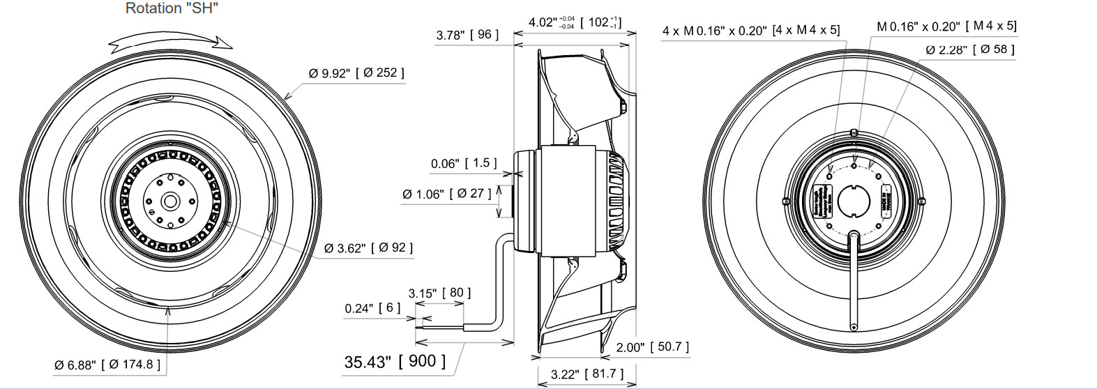 Centrifugal Cooling Fan for Ecofit 2RREU45 280*40R E135223 E04-A5 2RS945 230VAC