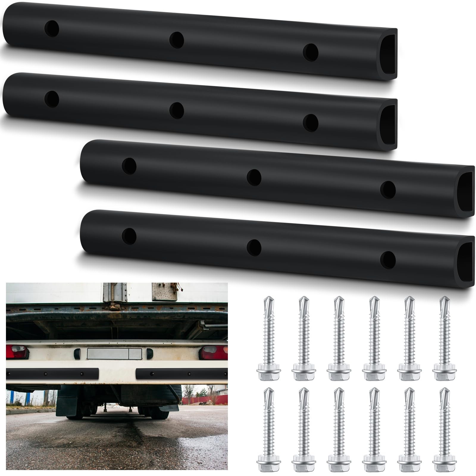 4 Pcs 2090616-2 20 Inch Universal Bumper Strip Durable D Shaped Bumpers Extru…