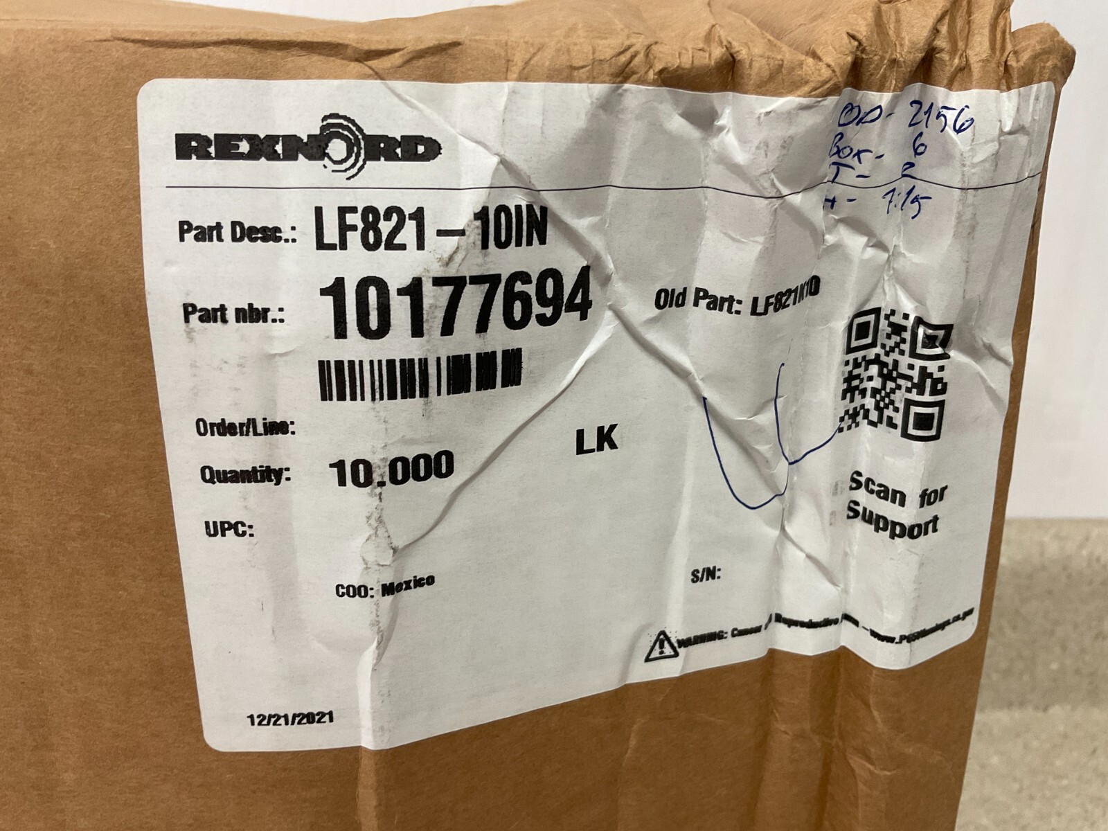 Rexnord LF821-10IN 10177694 10FT NEW