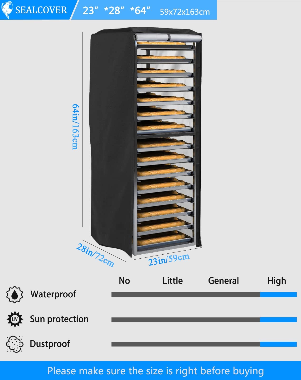 Sealcover Pan Rack Cover, High Density Waterproof and Dustproof Bread Rack Co…