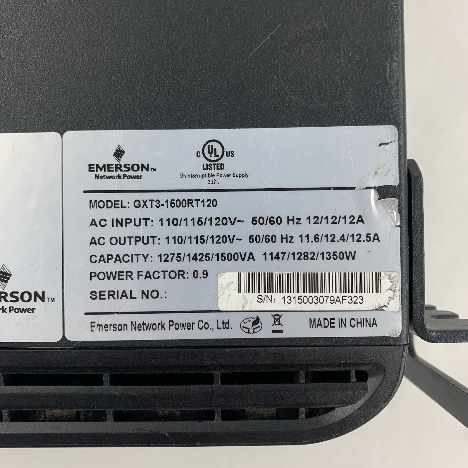 Liebert Emerson GXT3-1500RT120 UPS System Tested No Batteries No Caddy