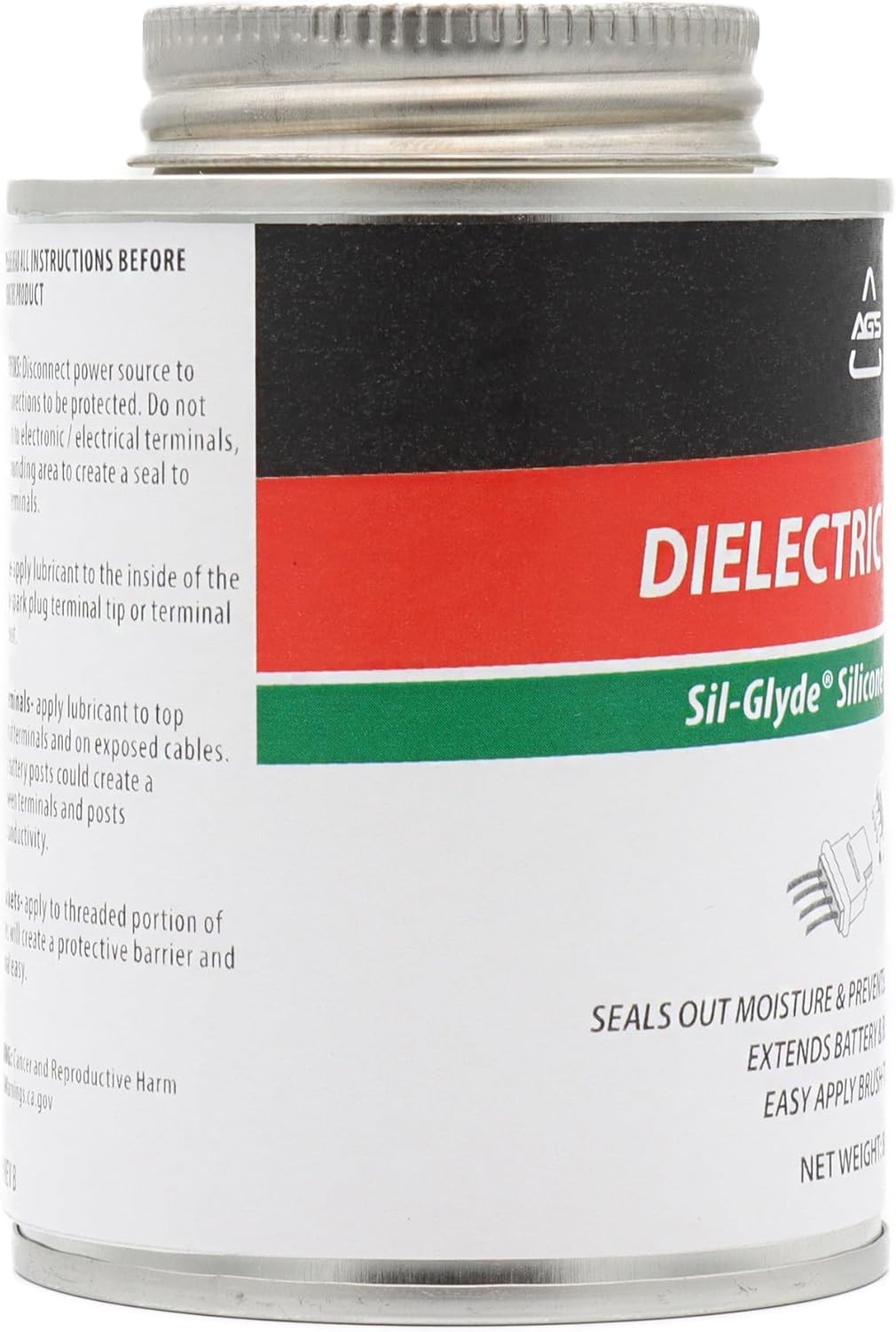AGS Automotive Solutions Brush Top Can Dielectric Silicone Grease 8oz