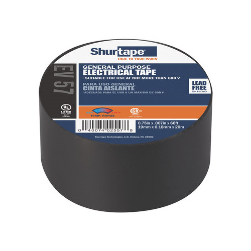 Shurtape 200782 Black Electrical Tape – 3/4 in Width x 66 ft Length