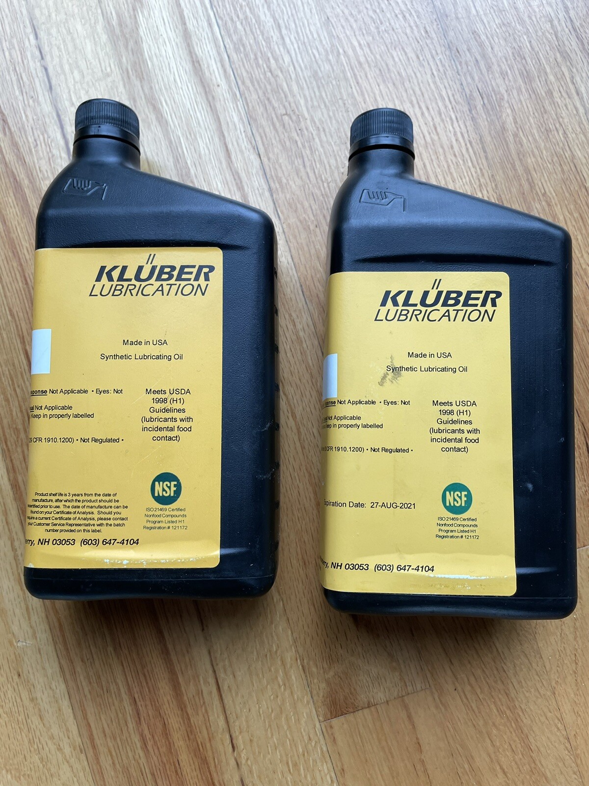 Kluberoil 4 UH1-150N Food Grade Synthetic Gear Oil – Two 1 Liter Bottles – NEW