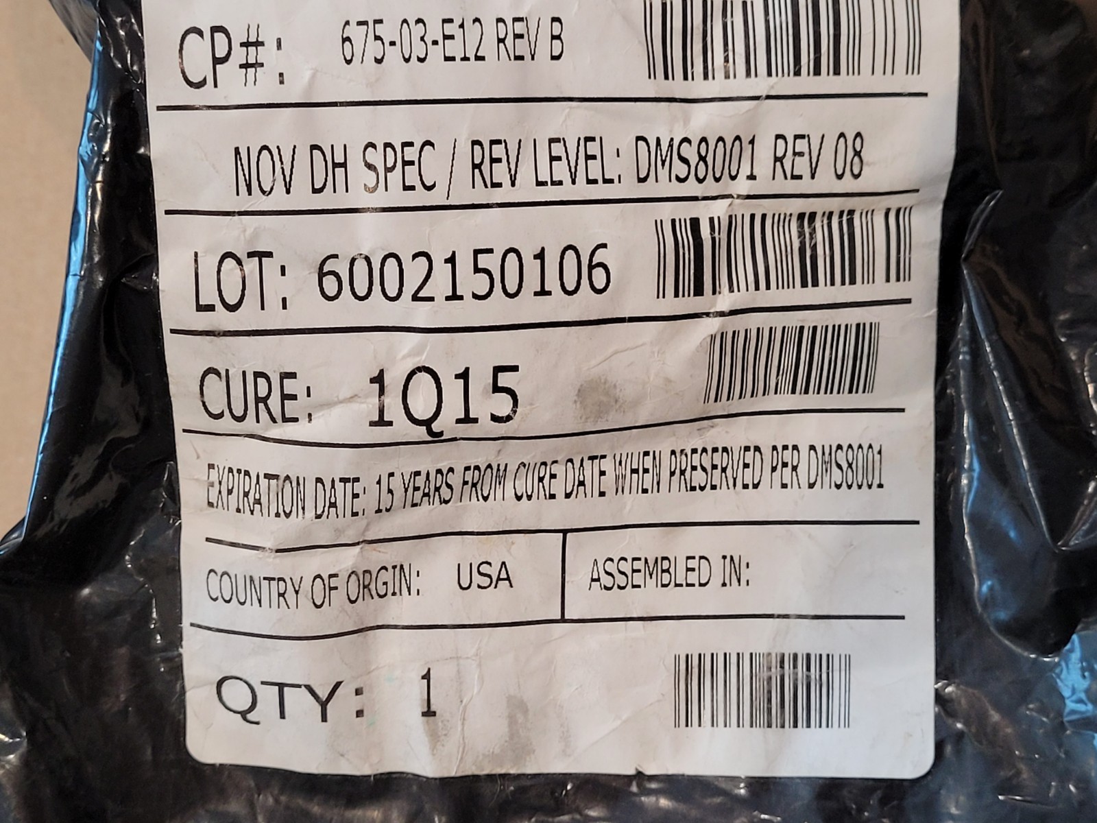 BO35970/AD NATIONAL OILWELL VARCO NOV RUBBER SEAL/GASKET