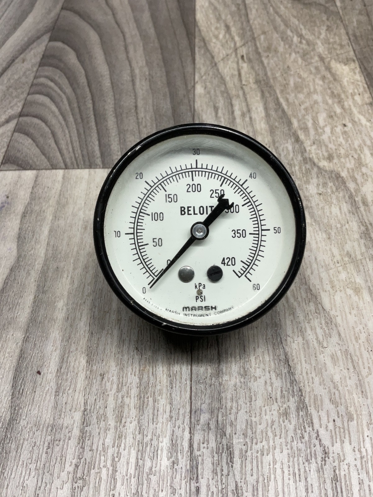 MARSH BELOIT 2-1/2” PRESSURE GAUGE, 0-60 PSI, #4003PT200SI