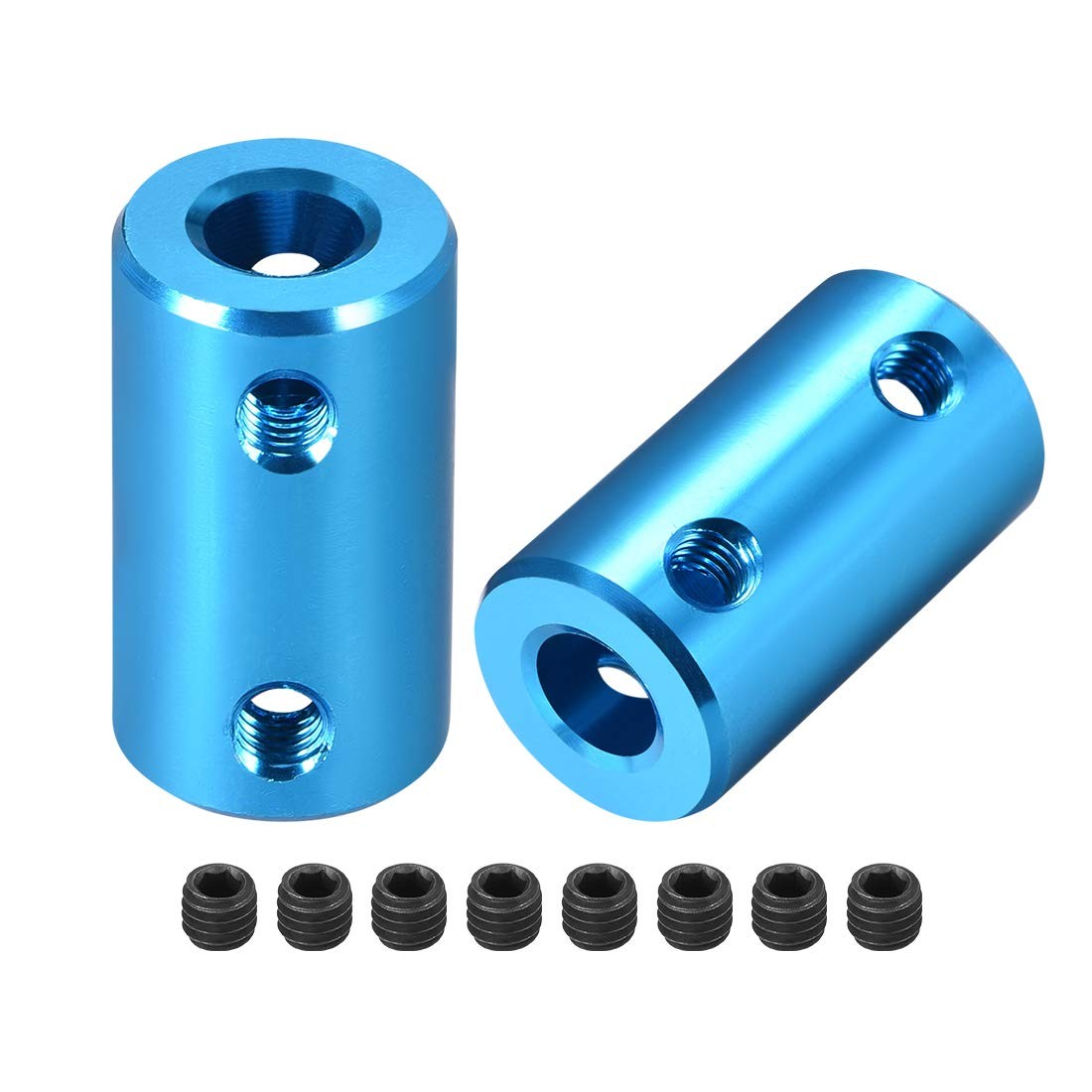 uxcell 1/4 inch to 8mm Bore Rigid Coupling Set Screw L25XD14 Aluminum Alloy,Shaf