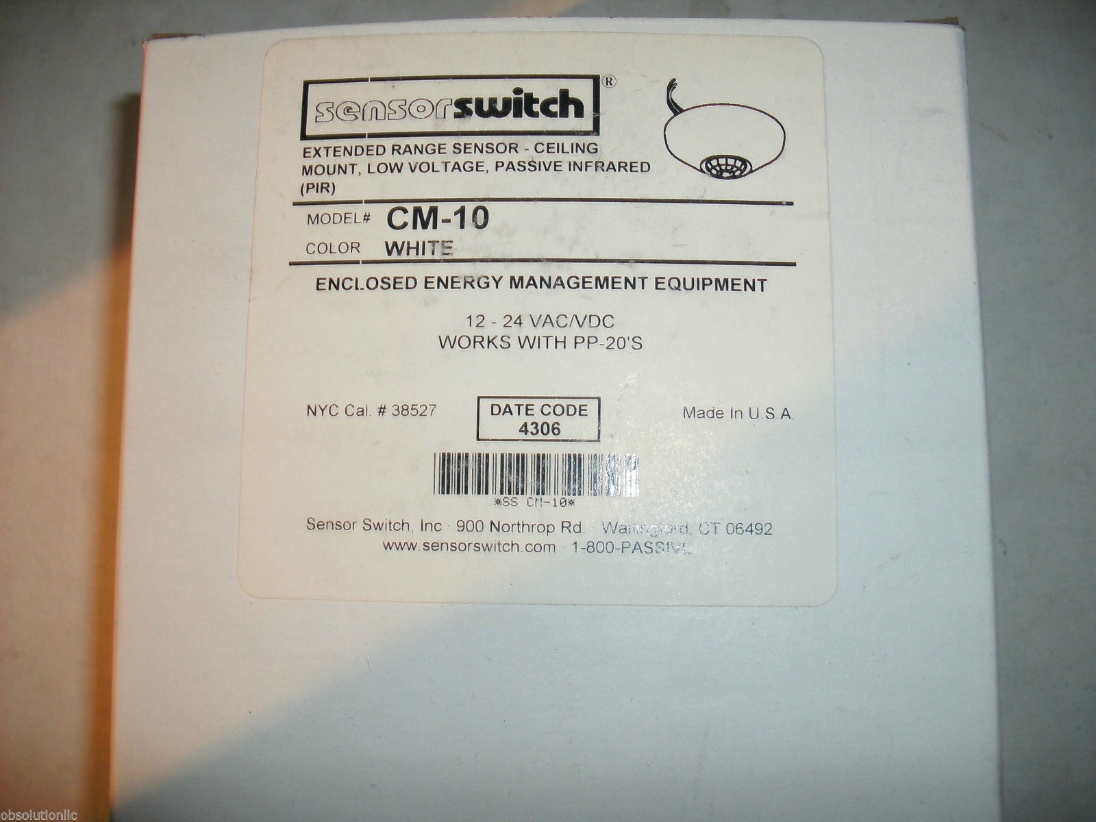 SENSORSWITCH SENSOR SWITCH CM-10 CM10 WHITE PIR OCCUPANCY SENSOR