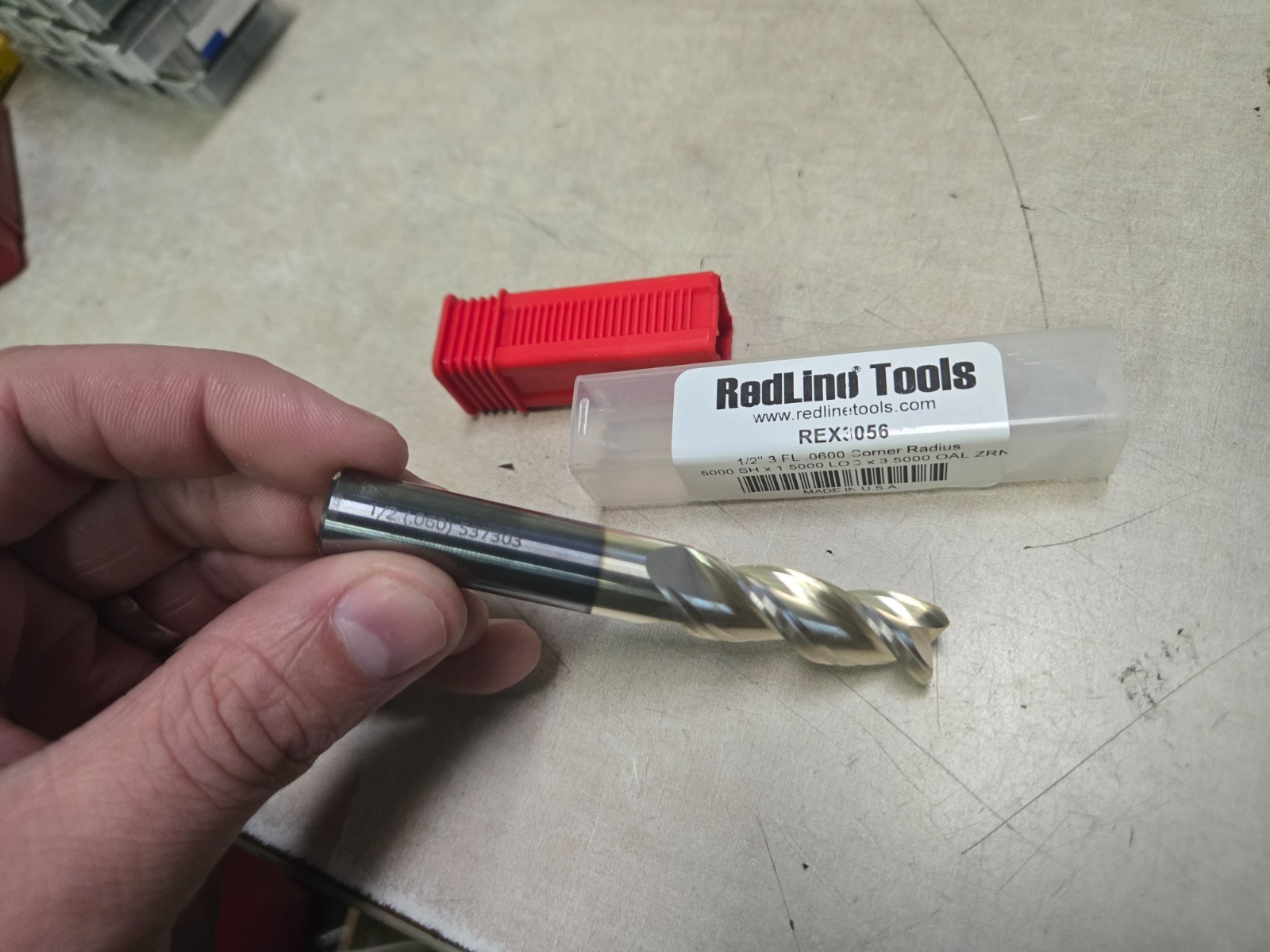 Redline Carbide Tool REX3056 1/2″ 3FL .0600 Corner Radius .5000 x 1.5000