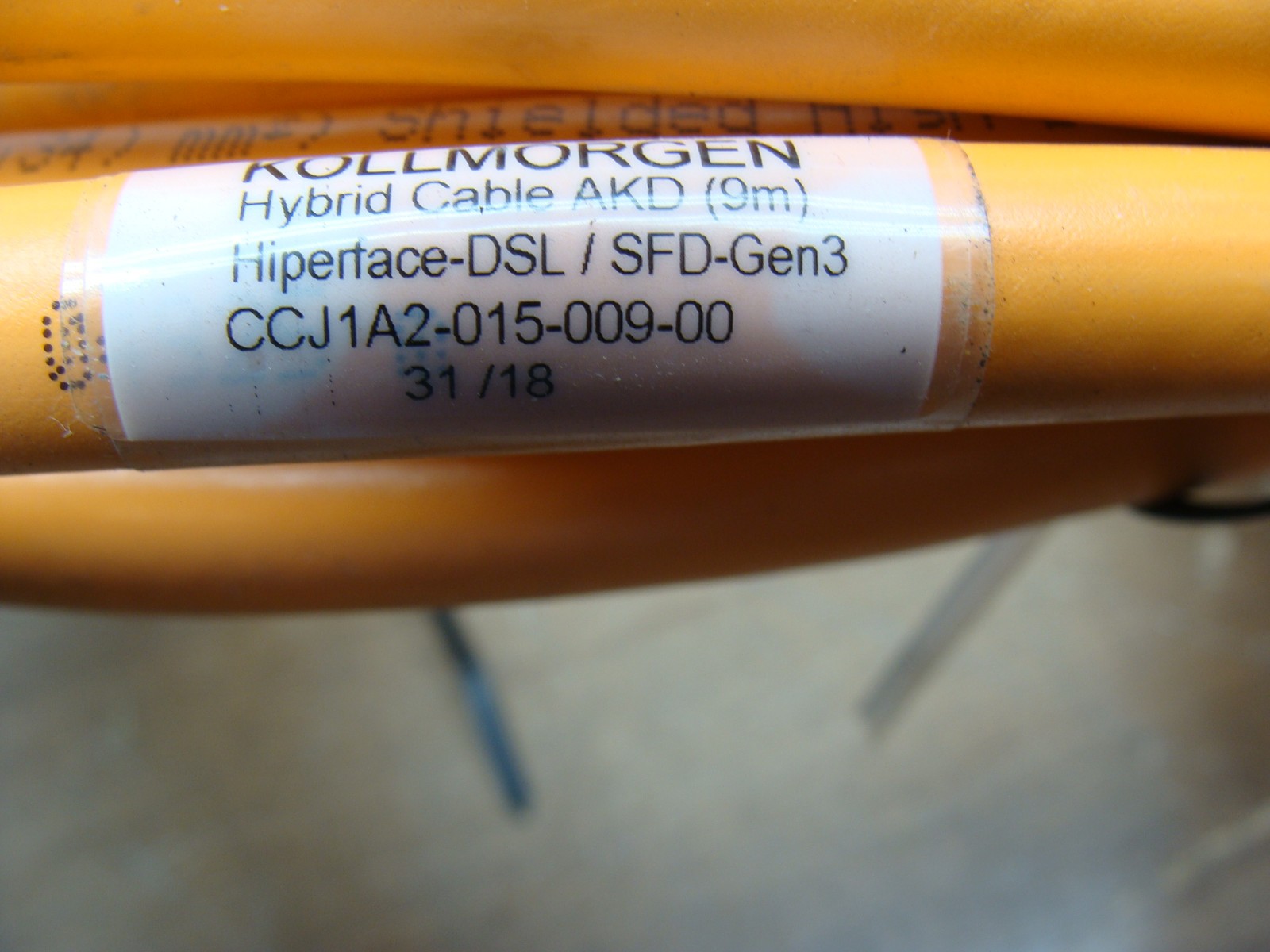 KOLLMORGEN HYBRID SERVO CABLE AKD CCJ1A2-015-006-00 HIPERFACE DSL/SFD3 240V 6A