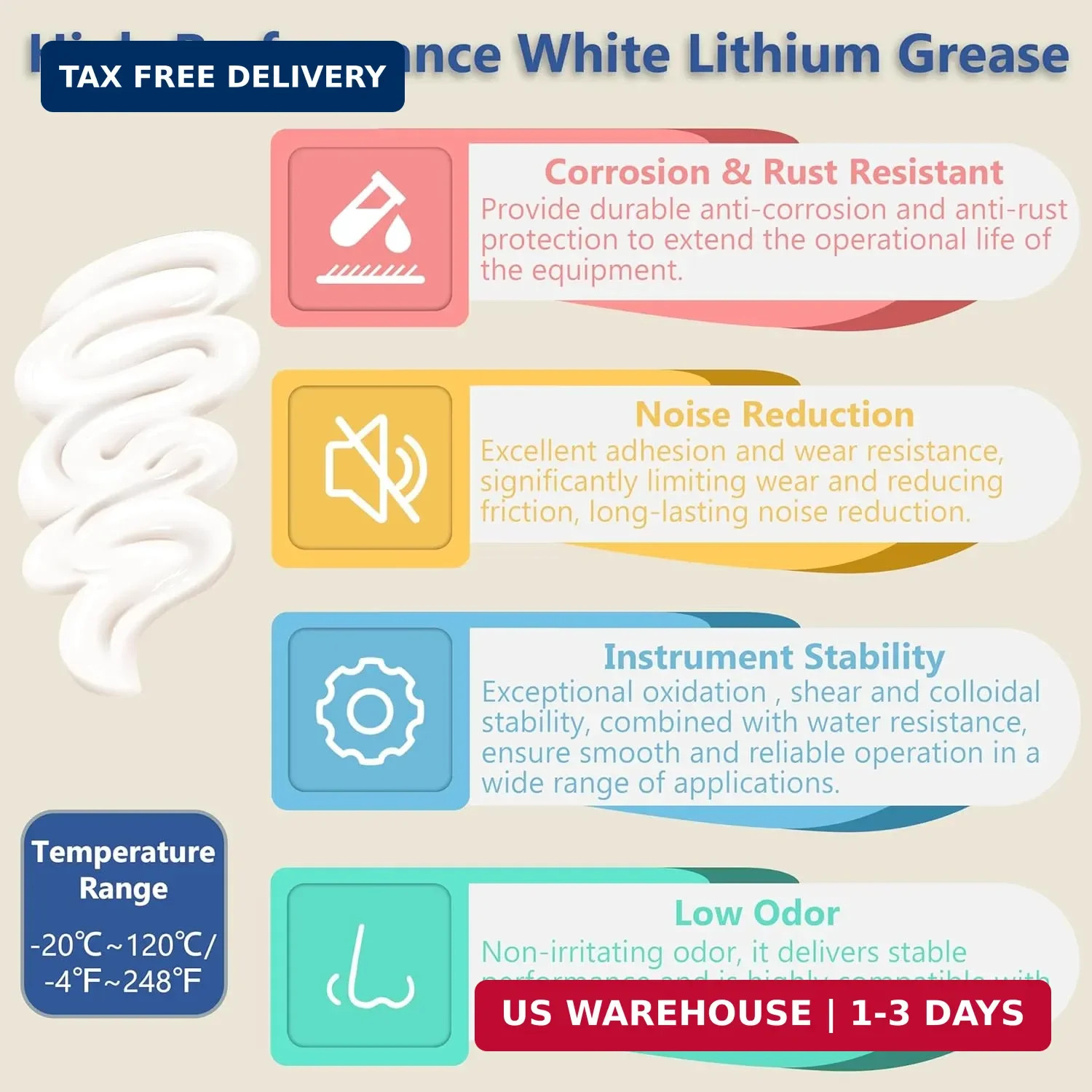 2pcs Automotive White Lithium Grease 3.53oz Multi-Purpose 50 grams (2-Pack)