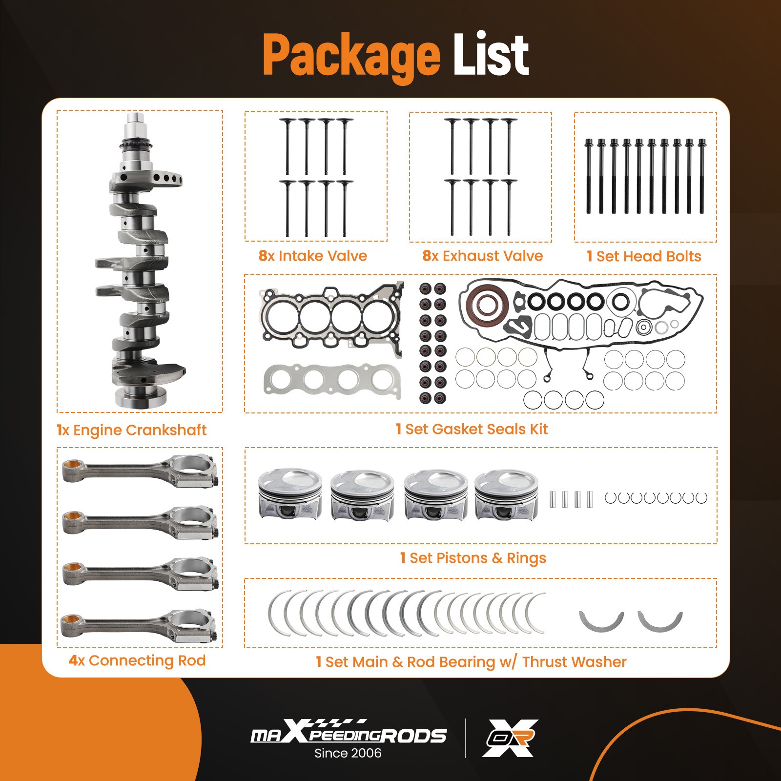 G4NC 2.0L Engine Overhaul Rebuild Kit Fit for Hyundai Elantra Tucson/Kia Soul