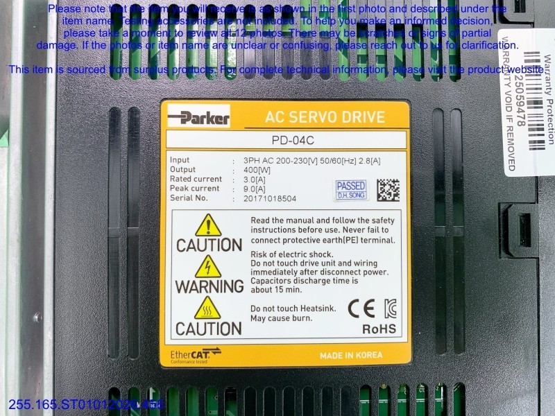 Parker PD-04C AC SERVO DRIVE as in photos, sn:9478, DHL