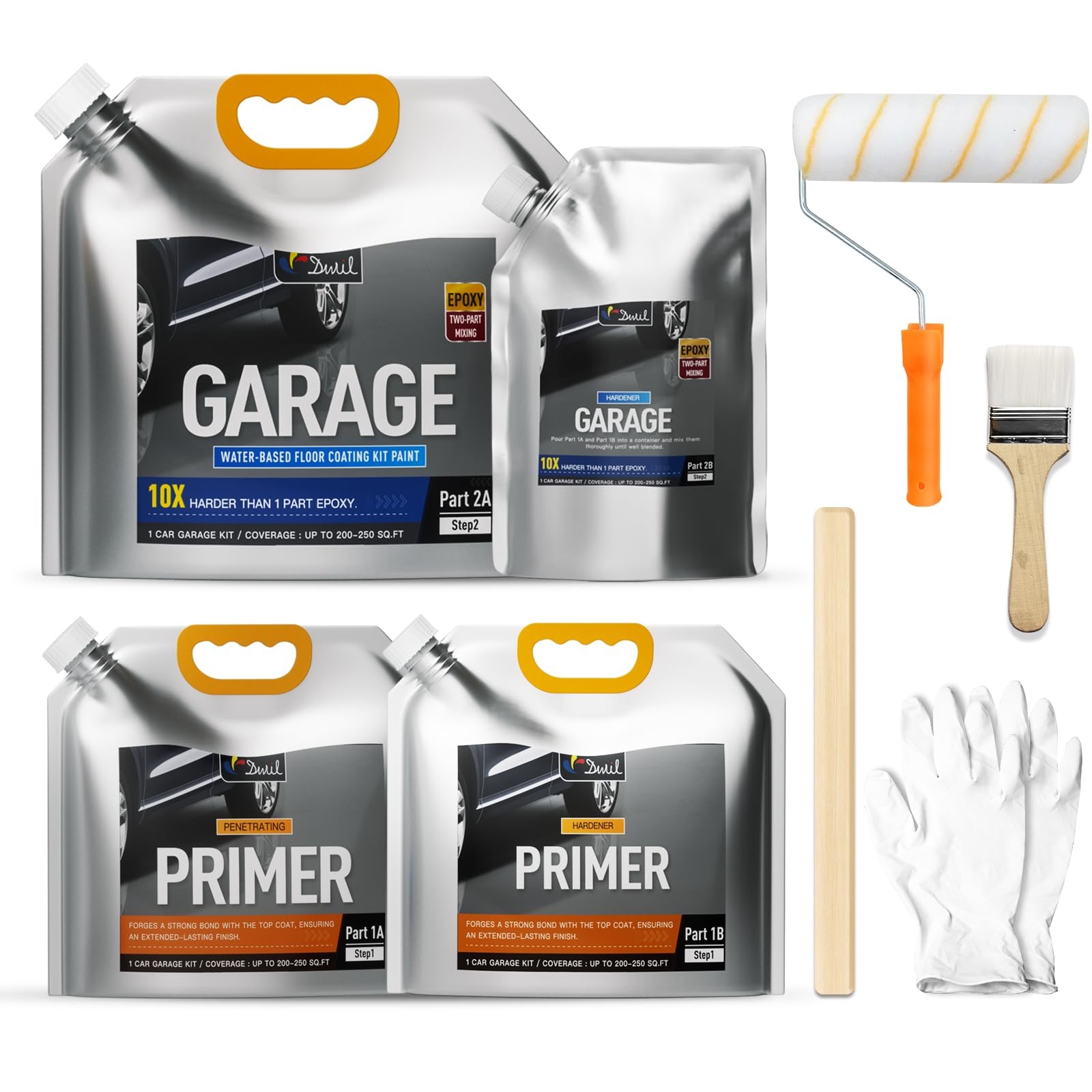 Garage Floor Epoxy Kit with Primer, Garage Floor Paint with Tools, Epoxy Coat…