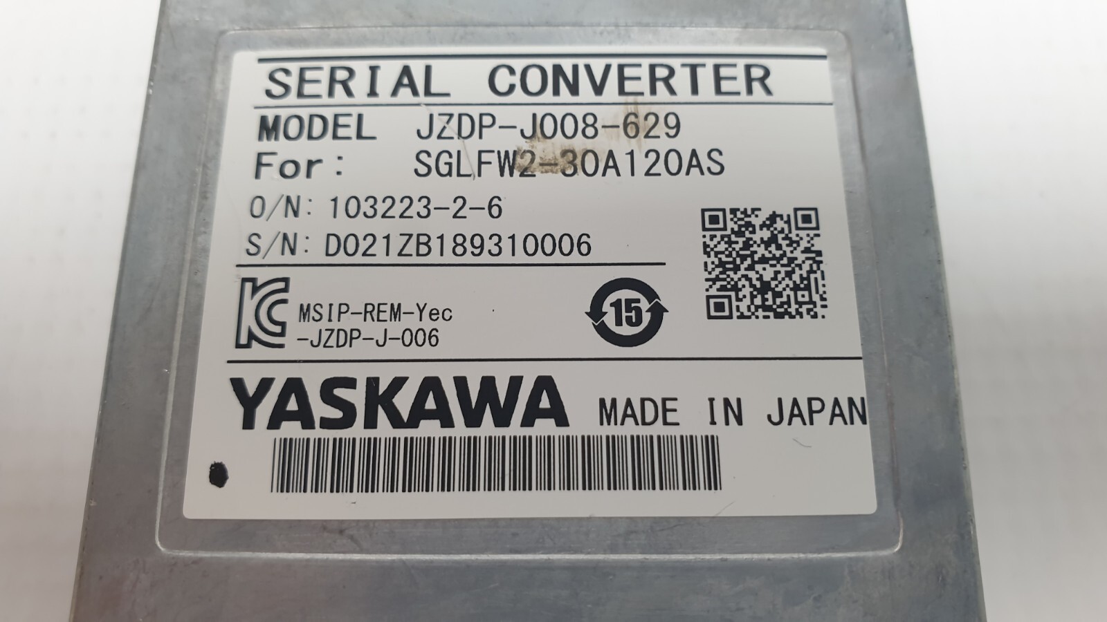 Yaskawa Serial Converter JZDP-J008-629 for SGLFW2-30A120AS – Used