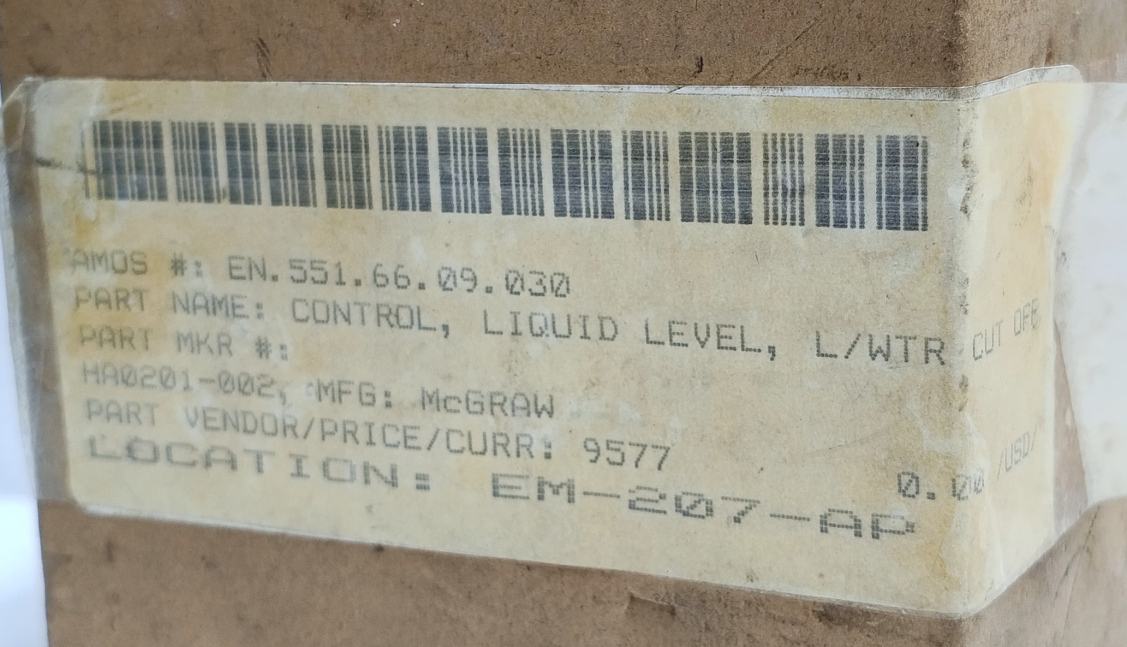 MCGRAW EDISON B/W CONTROLS 1100 LHX-1 TYPE LX1 LIQUID LEVEL RELAY 208/240V