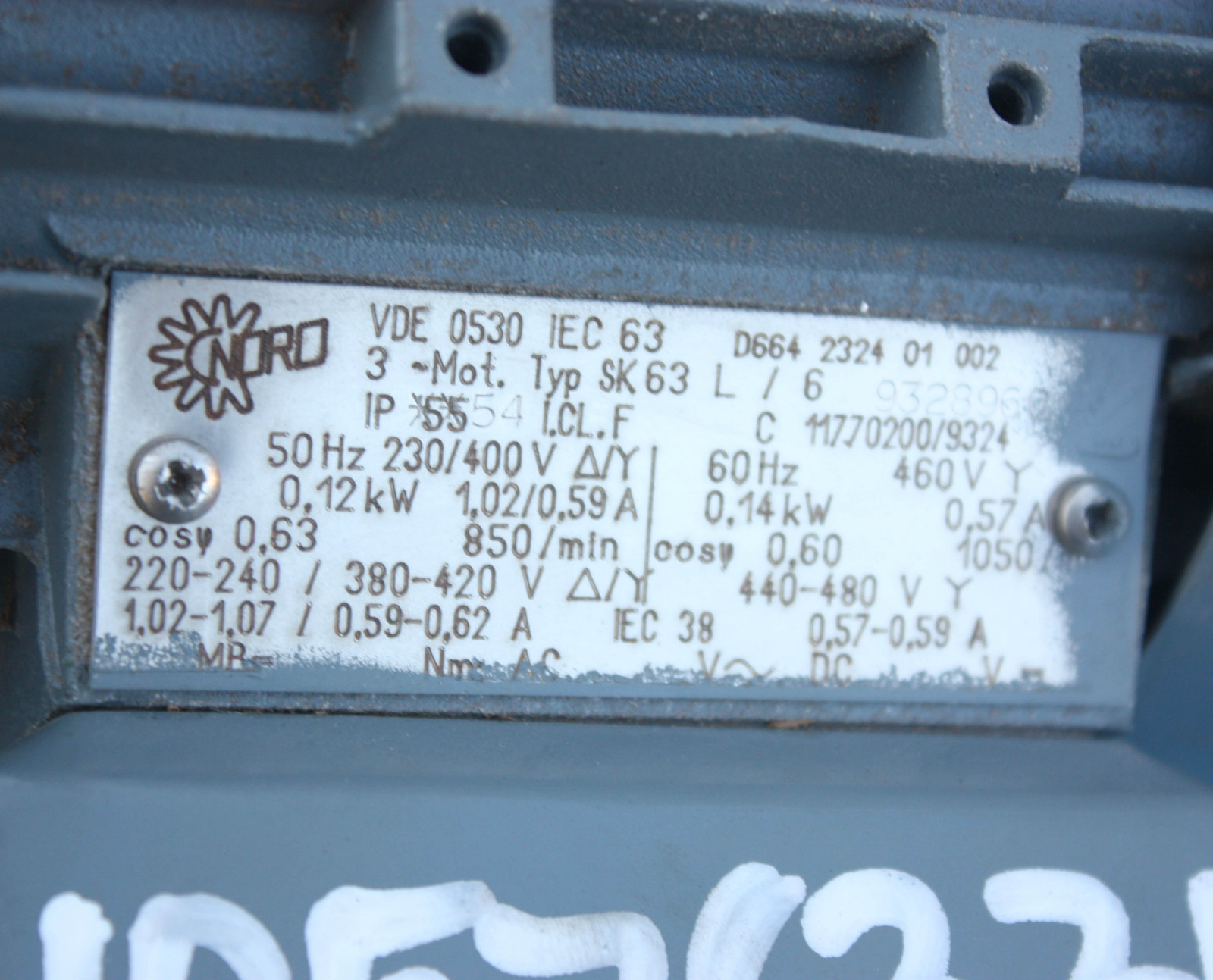 NORD VDE 0530 IED 63 0.12kW 3 phase motor 50Hz electric motor