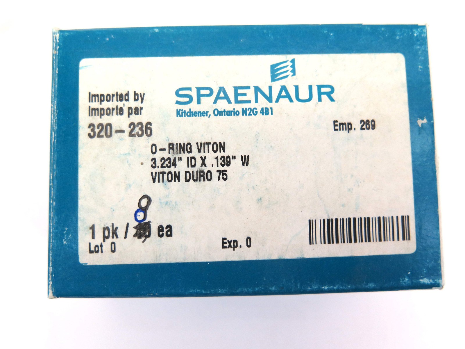 Spaenaur 320-236 O-Ring Viton 3.234″ ID X.275″ 1 PK/8