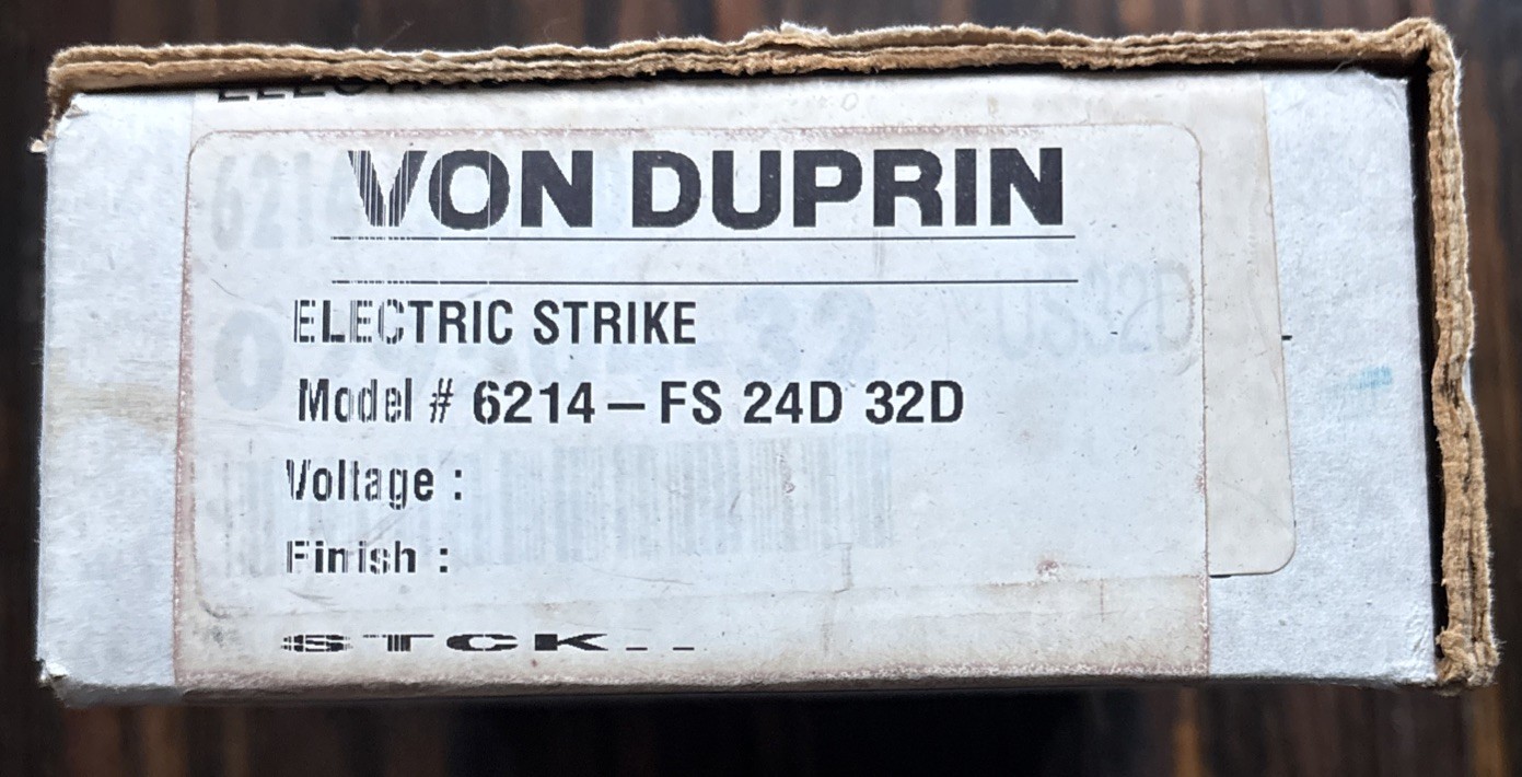 VON DUPRIN 6214 24V US32D FS Electric Strike 24VDC