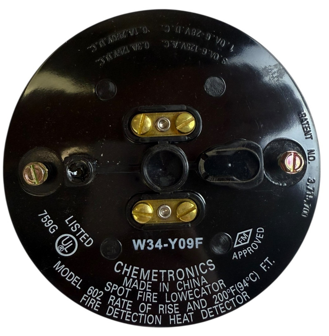 Chemetronics CC-602 Heat Detector Rate of Rise 200°F Fire Alarm W34-Y09F