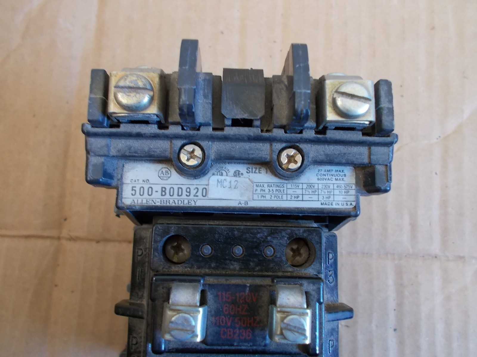 Allen Bradley 500-BOD920 size 1 Contactor *FREE SHIPPING*