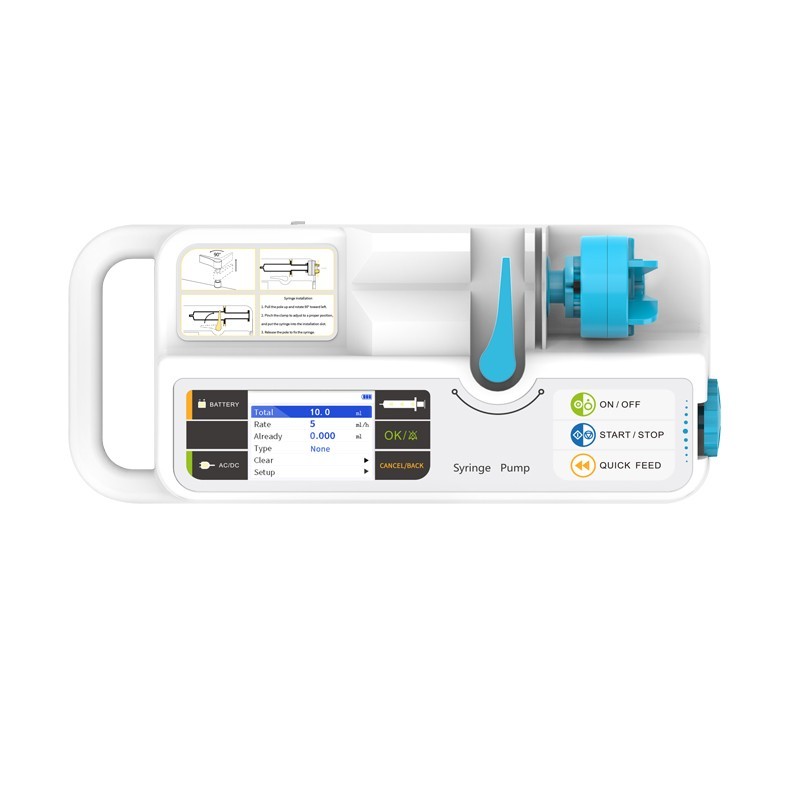 Medical Syringe Pump with 2.8″ LCD Display, Rechargeable Battery & KVO Mode
