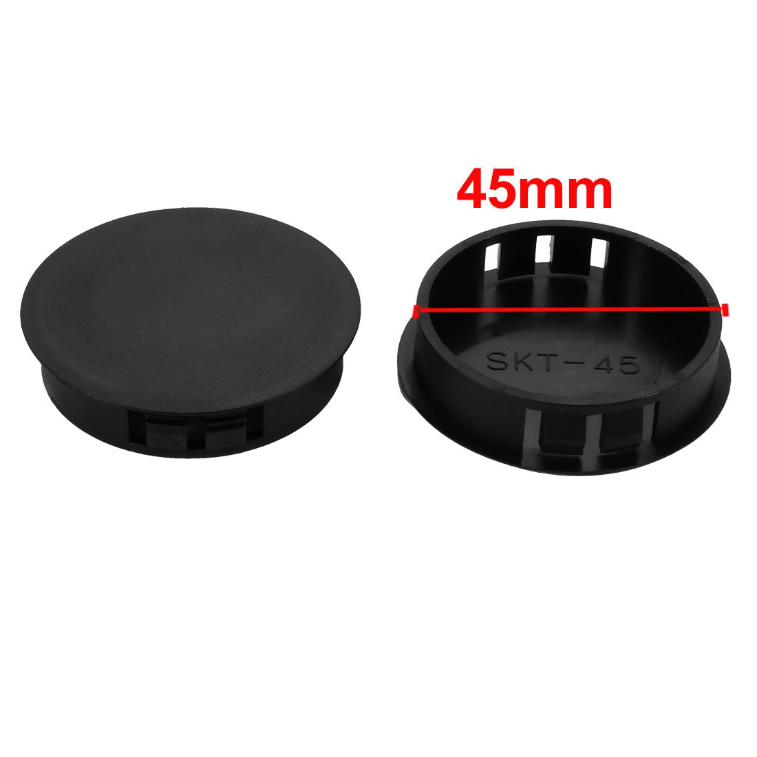 5pcs 45mm Dia Black Plastic Tubing Plug Door and Window Locking Hole Plugs