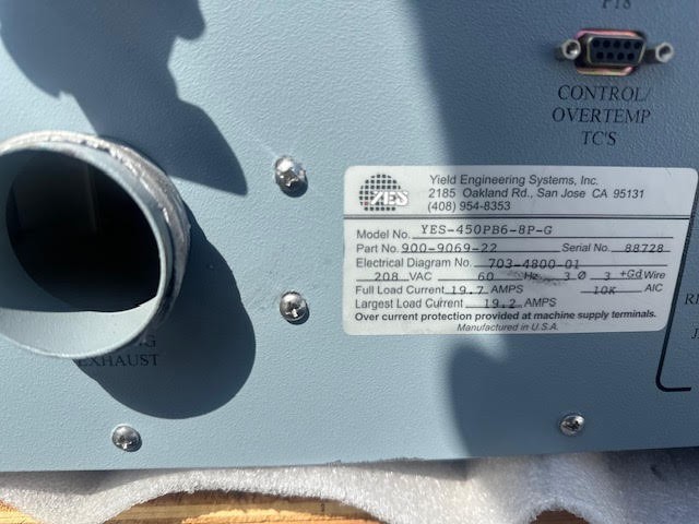 YES 450PB6-8P-G Hi Temp Vacuum Cure /Yield Engineering /Polyimide Bake/2 mo wrty