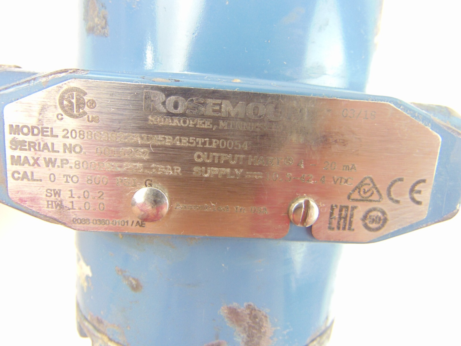 Rosemount 2088G3S22A1M5B4E5T1P0054 Differential and Gauge Pressure Transmitter