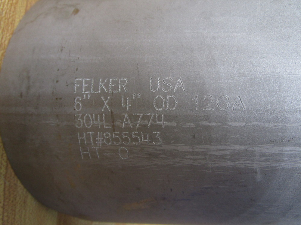 Felker 6″ x 4″ OD 12GA Stainless Steel Reducer 6″x4″OD12GA
