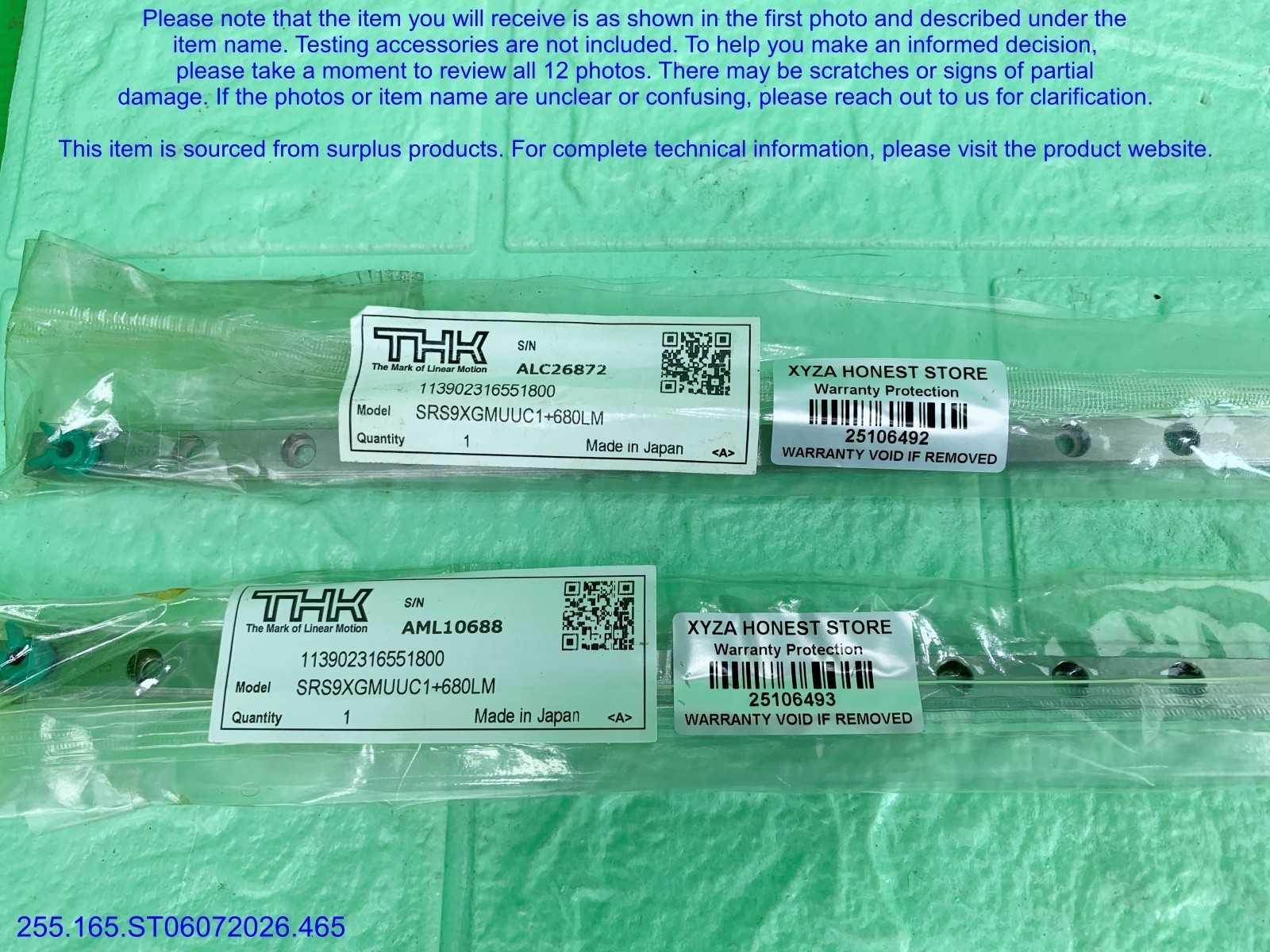THK SRS9XGMUUC1+680LM, 1 unit Linear Motion Guide as in photos, sn:NEWinBAG SALE
