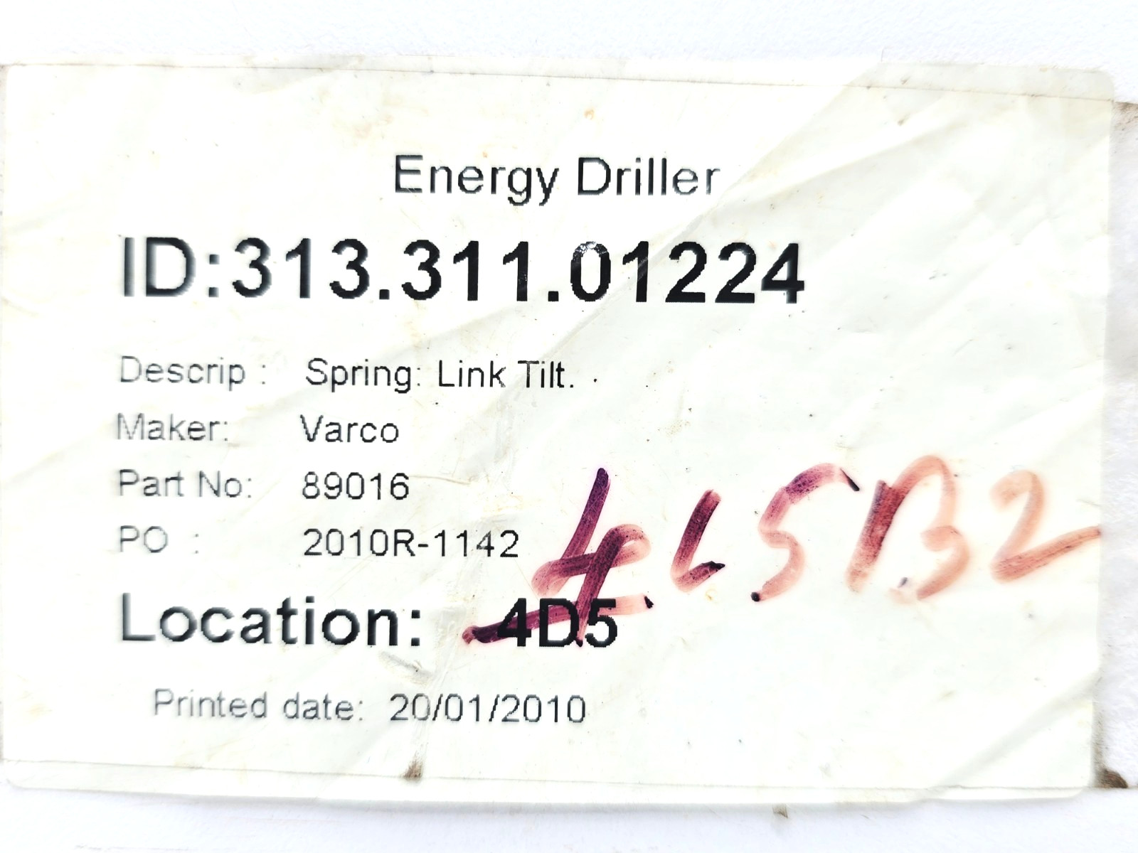 National Oilwell Varco 89016 Spring die ( 89016 SPRING,DIE,.50X1.0X6.0LG )