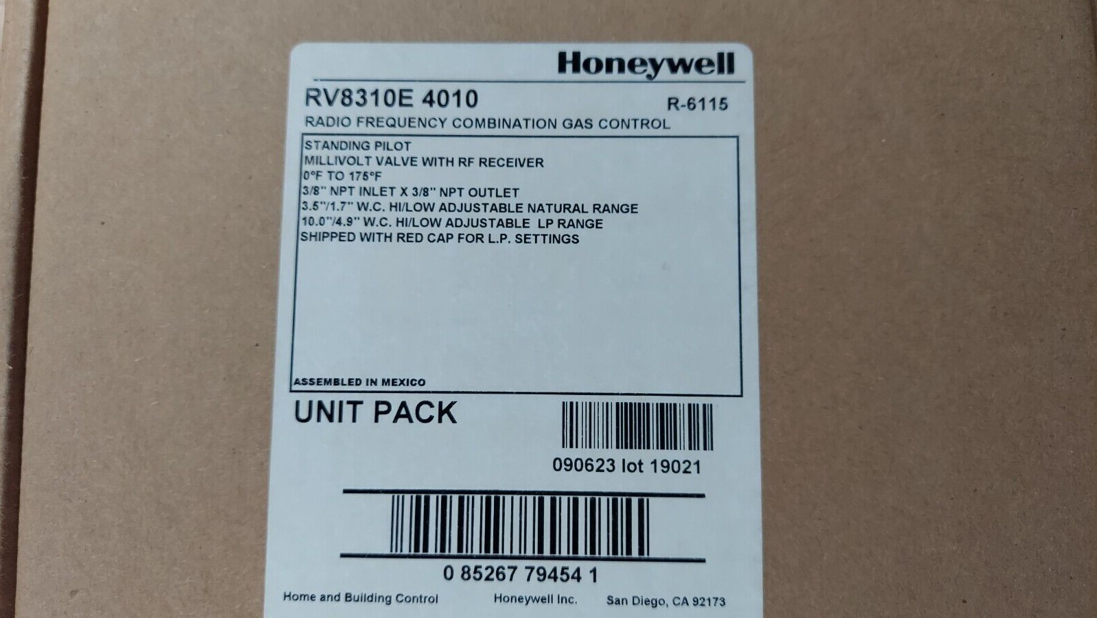 New Honeywell RV8310E4010 RV8310E 4010 Radio Frequency Combination PROPANE Valve